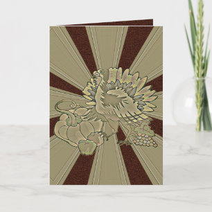 Carved Thanksgiving Turkey - Holiday Card