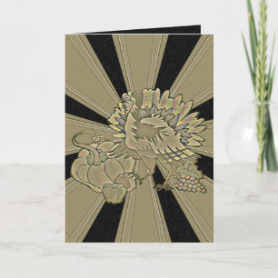 Carved Thanksgiving Turkey - Holiday Card