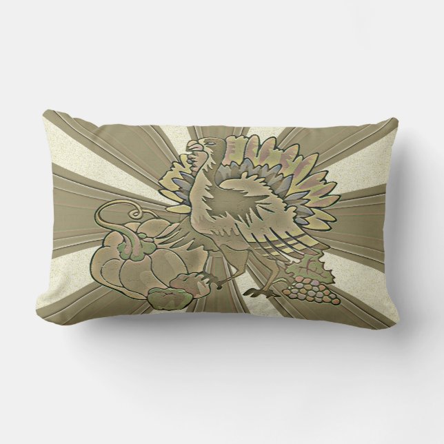 Carved Thanksgiving Turkey - Lumbar Cushion (Front)