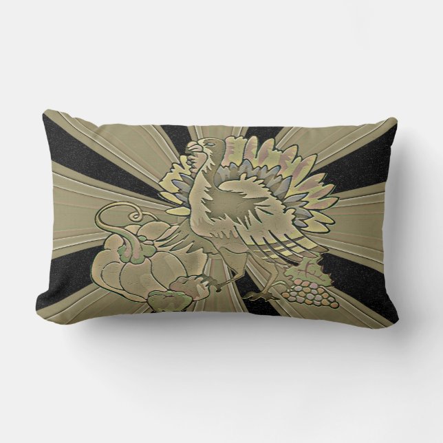 Carved Thanksgiving Turkey - Lumbar Cushion (Front)