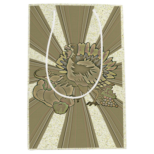 Carved Thanksgiving Turkey - Medium Gift Bag (Front)