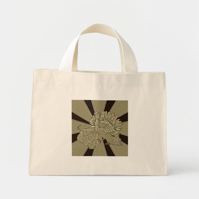 Carved Thanksgiving Turkey - Mini Tote Bag (Front)