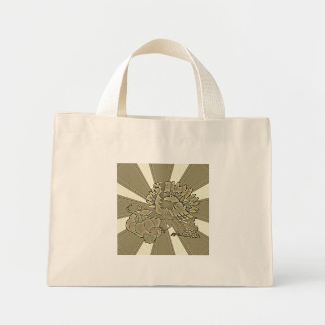 Carved Thanksgiving Turkey - Mini Tote Bag (Front)