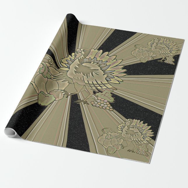 Carved Thanksgiving Turkey - Wrapping Paper (Unrolled)