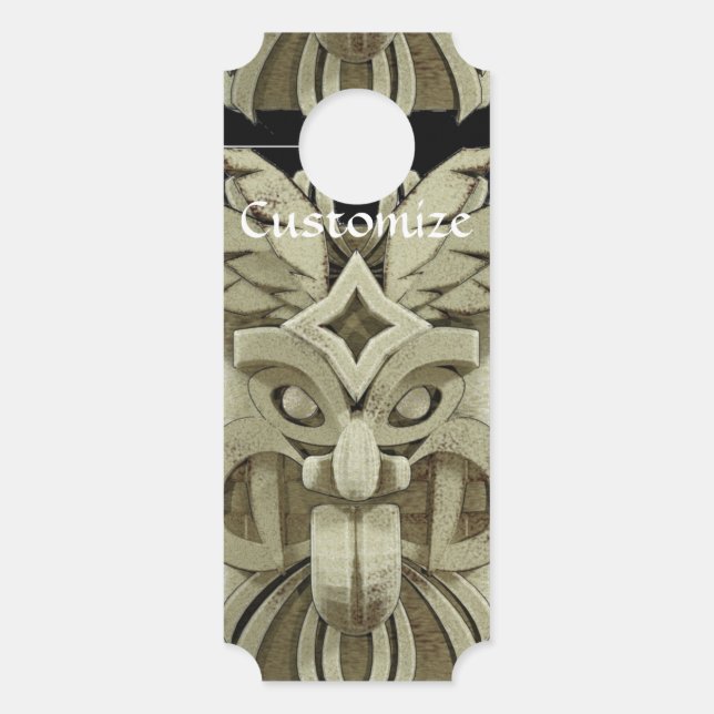 Carved Tiki Sculpture Thunder Door Hanger (Front)