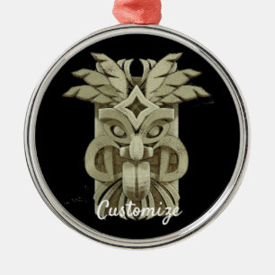 Carved Tiki Sculpture Thunder Metal Tree Decoration