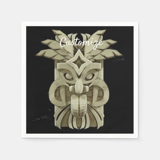 Carved Tiki Sculpture Thunder Napkin (Front)