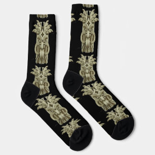 Carved Tiki Sculpture Thunder Socks