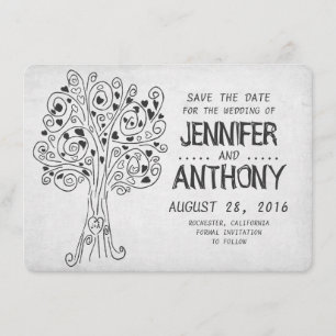 carved tree cute romantic save the date card
