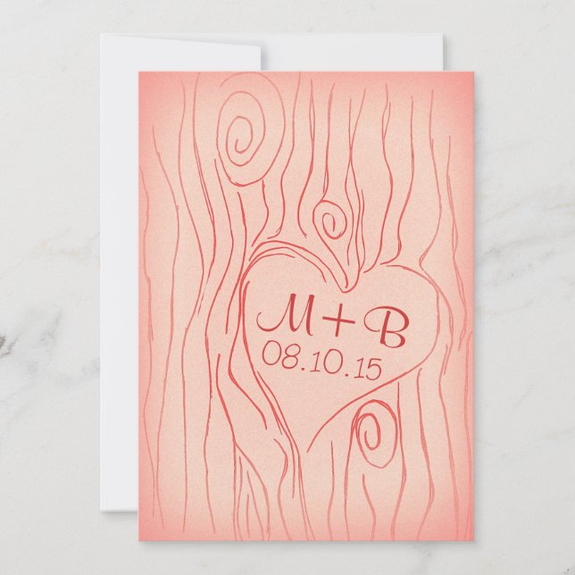 carved tree wood rehearsal dinner invitation (Front)