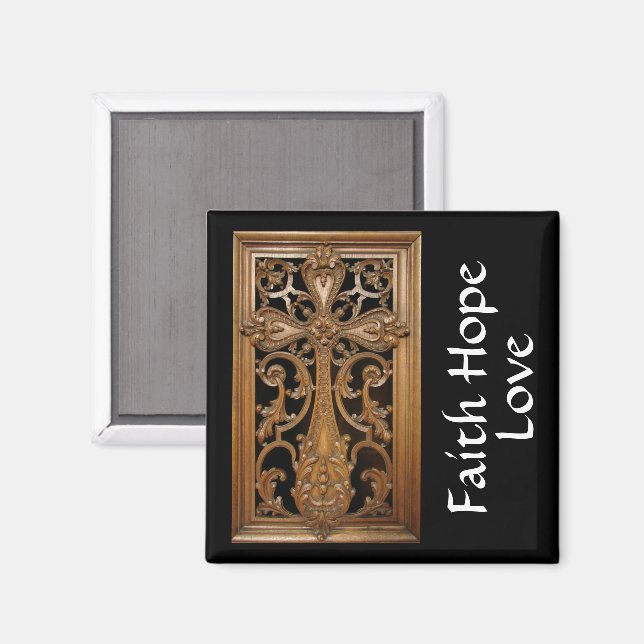 Carved-Wood Cross Magnet (Front/Back)