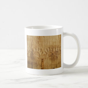 Carved Wood Dog Paw Print Coffee Mug