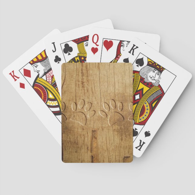 Carved Wood Dog Paw Print Playing Cards (Back)