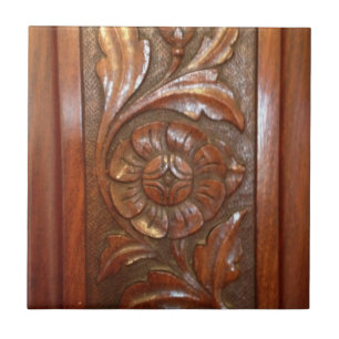 carved wood flower filigree pattern tile
