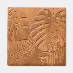 Carved Wood Foliage Faux Print Magnet