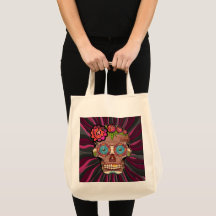 Carved-wood-look sugar skull w/ Floral Crown
