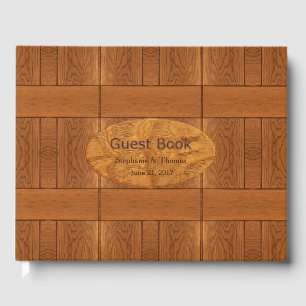 Carved Wood Look Wedding Guest Book