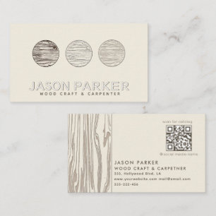 Carved wood  professional carpenter Qr code  Business Card