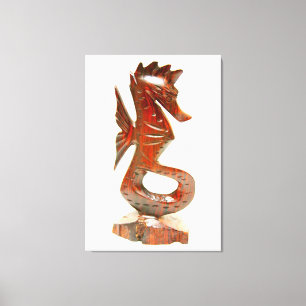 carved wood seahorse wrapped canvas