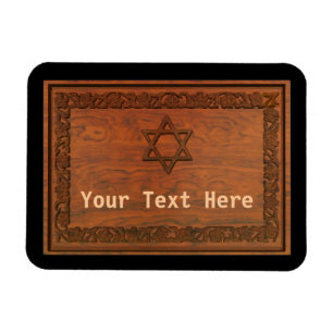 Carved Wood Star Of David Magnet