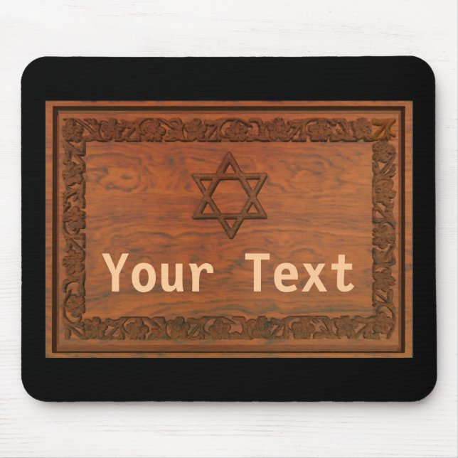 Carved Wood Star Of David Mouse Mat (Front)