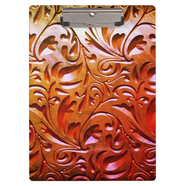 Carved wood woodgrain look abstract brown clipboard (Front)