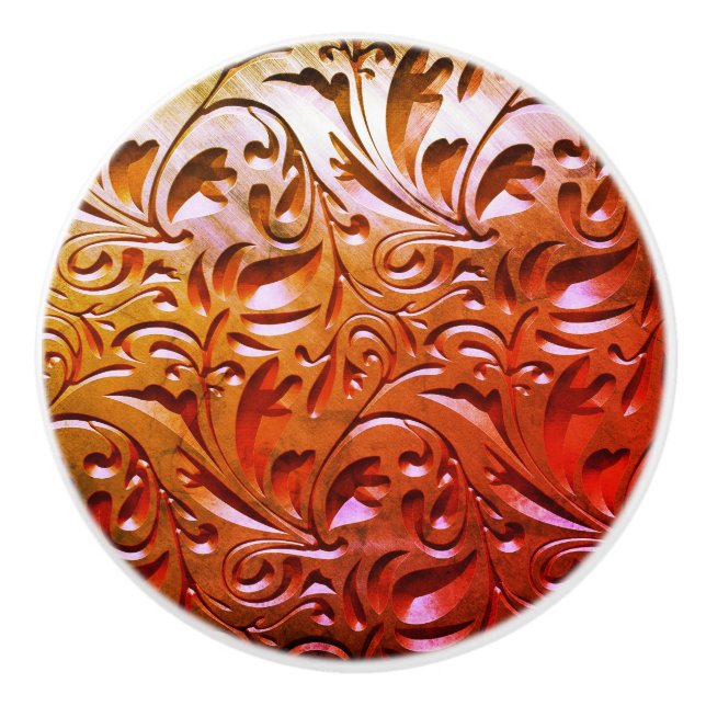 Carved wood woodgrain look elegant abstract ceramic knob (Front)