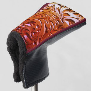 Carved wood woodgrain look elegant abstract golf head cover