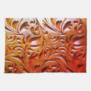 Carved wood woodgrain look elegant abstract tea towel