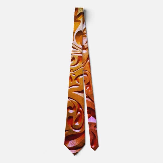 Carved wood woodgrain look elegant abstract tie (Front)