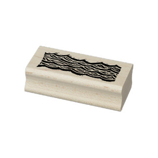 Carved Woodblock Waves Rubber Stamp