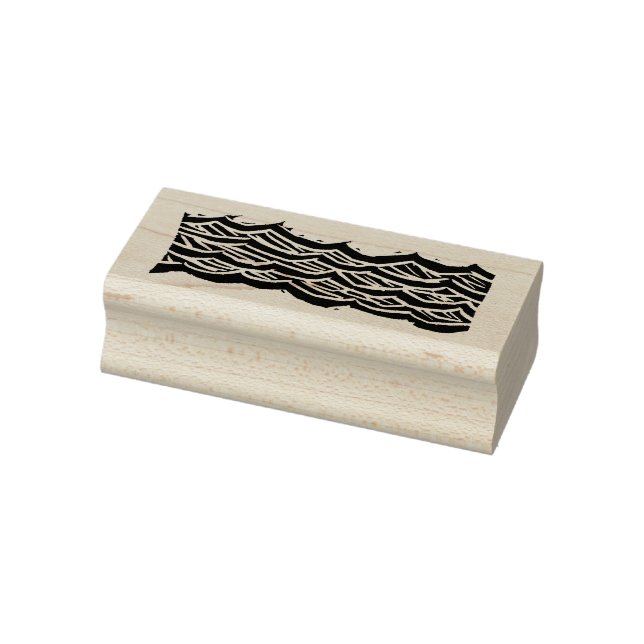 Carved Woodblock Waves Rubber Stamp (Stamp)