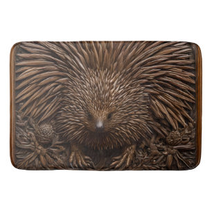 Carved Wooden Australian Echidna Print, Bath Mat