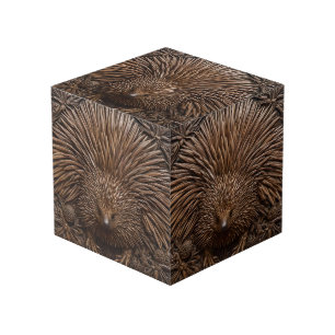Carved Wooden Australian Echidna Print, Cube