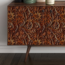 Carved Wooden Flower Scroll Decoupage