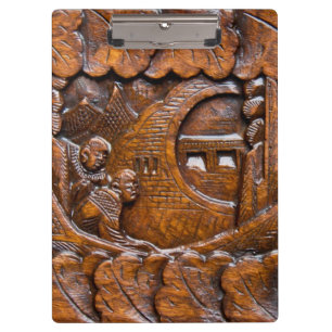 Carved wooden oriental look clipboard
