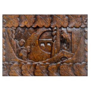 Carved wooden oriental look cutting board