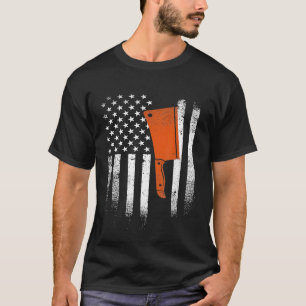 Carving Knife Cleaver Usa Flag Butcher Chef   Cook T-Shirt