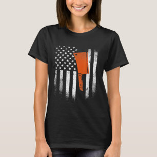 Carving Knife Cleaver Usa Flag Butcher Chef   Cook T-Shirt