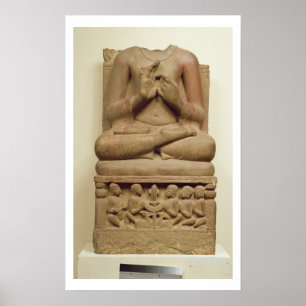 Carving of Buddha in the attitude of preaching a s Poster