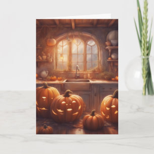 Carving Pumpkins for Halloween Card