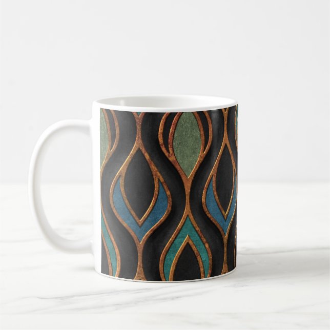 Carving Waves: Bronze Copper Texture Coffee Mug (Left)