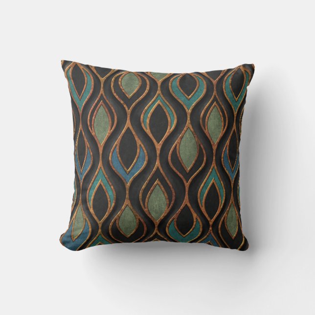 Carving Waves: Bronze Copper Texture Cushion (Front)