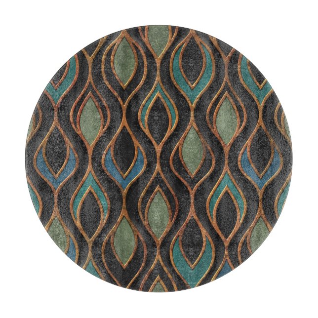 Carving Waves: Bronze Copper Texture Cutting Board (Front)