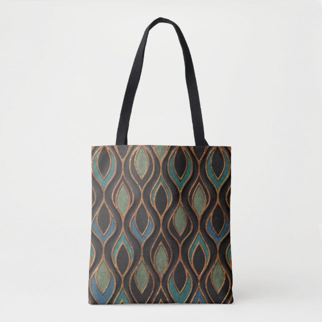 Carving Waves: Bronze Copper Texture Tote Bag (Front)