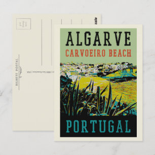 Carvoeiro beach illustration Algarve Portugal Postcard