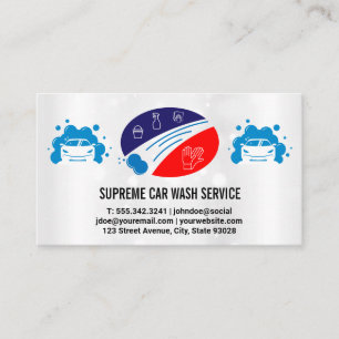 Carwash Bubbles Logo   Car Cleaning Logo Business Card