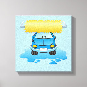 Carwash cartoon canvas print