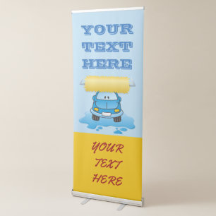 Carwash Cartoon Car Retractable Banner