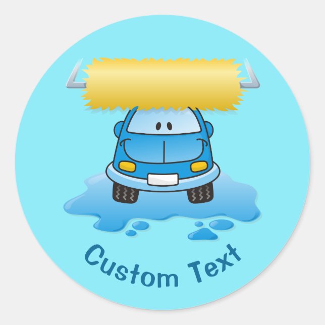 Carwash cartoon classic round sticker (Front)